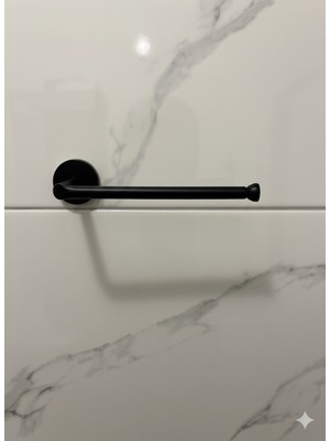 Feyza Design Şık Siyah Alüminyum Banyo Seti, Havluluk ve Tuvalet Kağıtlığı