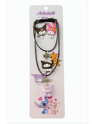 Zero Land Nrzsnt Çizgi Film Karakteri Arkadaşlık Kolyeleri (Çift Kolye) - Siyah