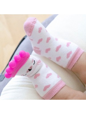 Babyjem Diş Kaşıyıcılı Havlu Bebek Çorabı Pembe