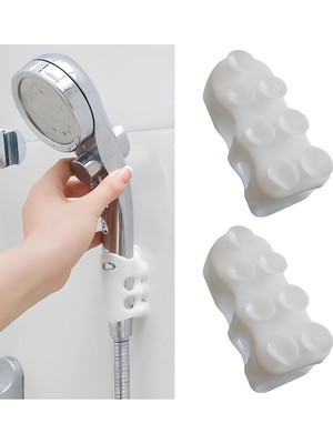 Feyza Design Çift Vantuzlu Ayarlanabilir Duş Başlığı Tutucu, Silikon, Kolay Kurulum