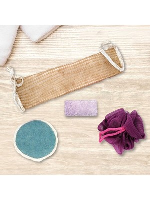 Feyza Design 4 Parçalı Banyo Lifi Seti, Vücut ve Yüz Temizliği Için Ideal