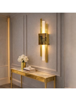 Nazik Aydınlatma Zarif Gold Modern Günışığı Ledli Pilli ve Elektrikli 1 Adet Duvar Apliği 1 Adet Pilli Aplik