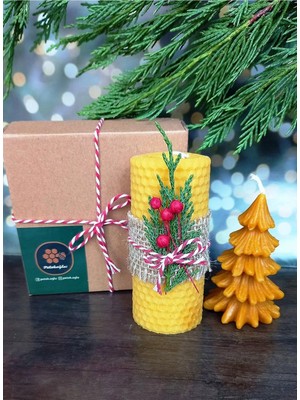 Feyza Design Doğal Petek Balmumu Mum Seti, Mini Hediye, Çam Ağacı Teması