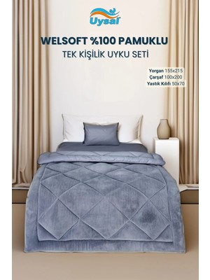 Uysal Yorgan Welsoft Akfil Tek Kişilik Uyku Seti ANTRASİT
