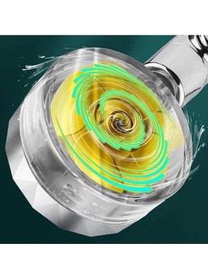 Feyza Design 360° Döner Turbo Pervaneli Serinletici Duş Başlığı, Start/stop Tuşu