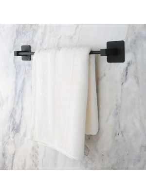 Feyza Design Pratik Siyah Çubuk Havluluk, Duvara Kolay Montaj, Modern Tasarım