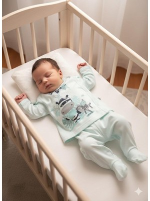 Yağmur Giyim Elbebek Zebra Desenli %100 Pamuk 2 Parça Hastane Çıkışı Seti 396