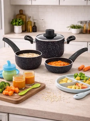 EMEL 12 Cm Mini Tencere Seti (EK GIDA MAMA SETİ)