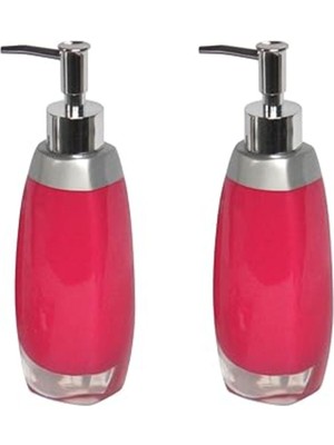Feyza Design Şık Gri Pembe Poliresin Banyo Sabunluk Seti 2'li, 6X5X22CM