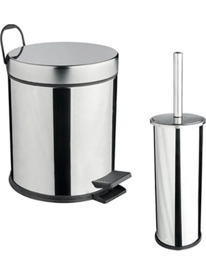 Feyza Design Şık 2'li Banyo Seti, Çöp Kovası ve Klozet Fırçası ile Temiz ve Huzurlu Banyo