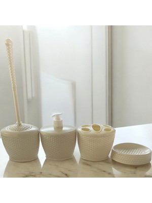 Feyza Design Banyo Seti 4'lü: Sıvı Sabunluk, Diş Fırçalık, Tuvalet Fırçası ve Katı Sabunluk