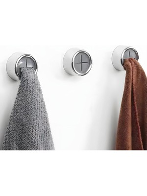 Feyza Design Kendinden Yapışkanlı Duvar Havlu Askısı 2'li Siyah-Gri Set