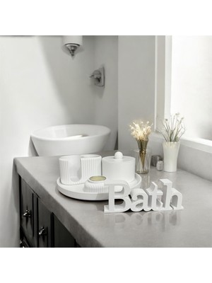 Feyza Design Banyo Dekor Seti, Pamuk ve Mumluk, Şık ve Fonksiyonel Organizerler