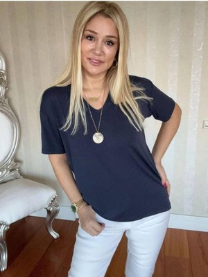 Kadın Kısa Kollu V Yaka Bluz