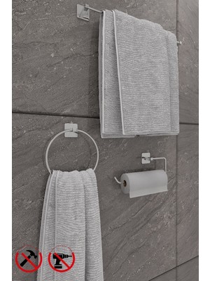 Feyza Design Şık 3'lü Banyo Aksesuar Seti: Halka, Kağıtlık ve Uzun Havluluk