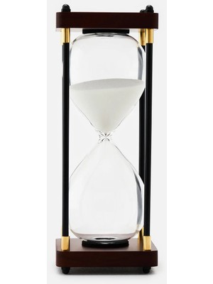 Ahşap Kum Saat Metal Yapılı Şık Tasarım 24 cm Yükseklik ve 9,5 cm Derinlik ile Modern Aksesuar