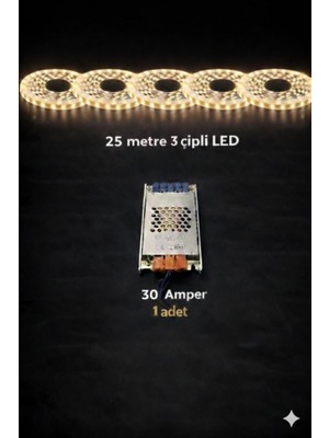 ZMR Lumıxa 3 Çipli 25 Metre Günışığı LED + 30 Amper Trafo LED