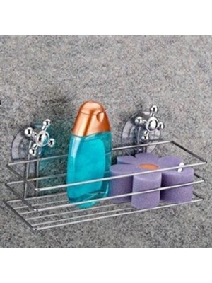 Feyza Design Pratik ve Şık Dikdörtgen Banyo Duvar Rafı, Vantuzlu Kullanım Kolaylığıyla