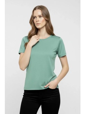 Nidam Butik T-Shirt Bisiklet Yaka Slim Fit Likralı Tişört Günlük Basic Body - Mint Yeşili