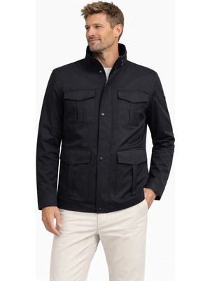 Çizgi Triko Erkek Dik Yaka 8 Cepli Astarlı Pamuklu Mevsimlik Mont - A00004