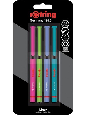 Hype Store Rotring Fineliner, Ince Keçe Uçlu Kalem 0.4 Mm, 4'lü Paket, Canlı Renkler