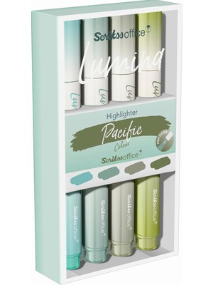 Hype Store Scrikss Lumina Fosforlu Kalem Pasific, 4'lü Set, Pasific