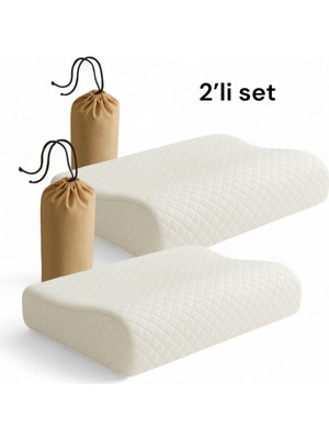 2 Adet Visco Boyun Destek Yastığı 50X30X11 cm – Yıkanabilir Kılıf