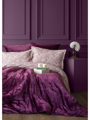 Tek Kişilik Lona Mürdüm Kadife Battaniyeli Nevresim Takımı