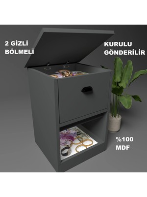 Enfa Store Iki Gizli Bölmeli Mdf Komodin,kurulu Gönderilir,montaja Gerek Yok