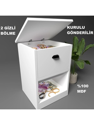Enfa Store Iki Gizli Bölmeli Mdf Komodin,kurulu Gönderilir,montaja Gerek Yok
