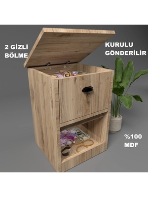 Enfa Store Iki Gizli Bölmeli Mdf Komodin,kurulu Gönderilir,montaja Gerek Yok