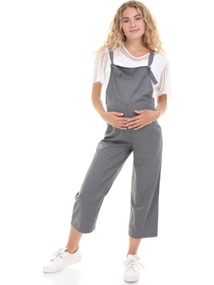 Luvmabelly MYRA6106 Füme Hamile Salopet Pamuklu Kumaş Kolsuz Günlük Kullanım İçin Rahat Tasarım