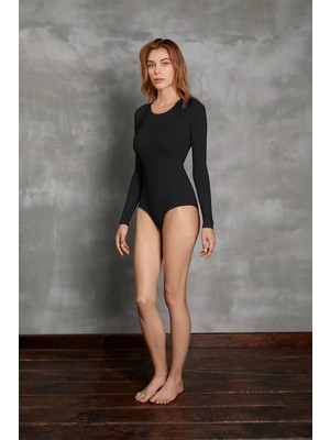 Liyuza Kadın Uzun Kol %96 Viloft Termal Body Siyah 12453