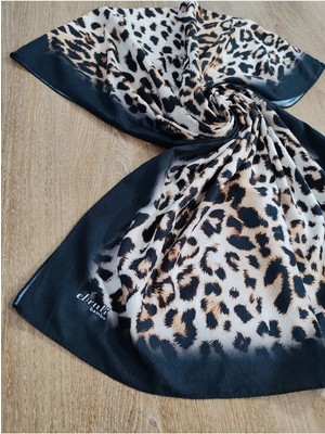 Cadde Dükkanı Ebruli Leopar Desenli Bambu Şal