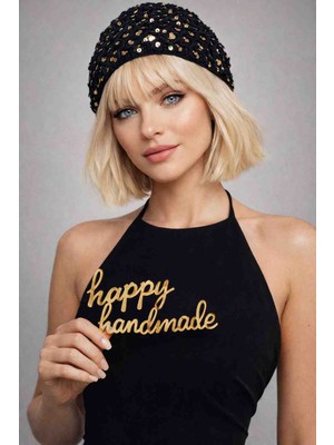 Happy Handmade Viral Bere/abiye Pullu Bere/yazlık Bere/file Şapka/siyah Şapka/tığ Işi Kroşe Şapka/pintrest Model