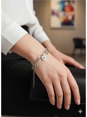 Cadde Dükkanı Çelik Bileklik Halka Şekilli 2 Zincirli Silver