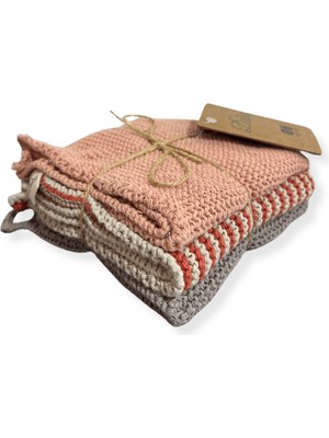 Dalisa Dorati Pamuk El Bezi 2 Li Örme Çeyizlik El Bezi 25X25 cm