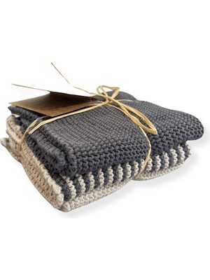 Dalisa Dorati Pamuk El Bezi 2 Li Örme Çeyizlik El Bezi 25X25 cm