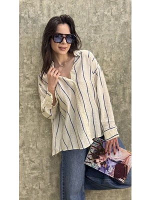Leilaa Modal Kumaş Çizgili Gömlek