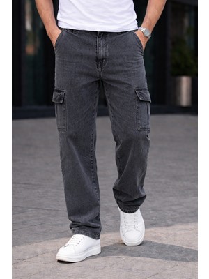 Comstar Erkek Trend Bol Paça Günlük Kargo Antrasit Baggy Pantolon
