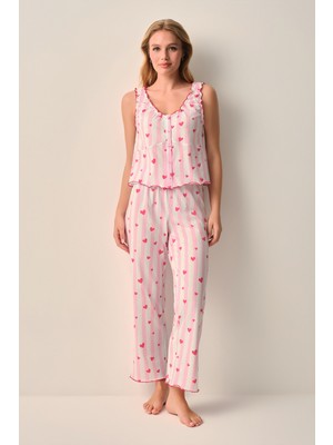 Suwen Cherry Pamuklu Atlet Pantolon Pijama Takımı