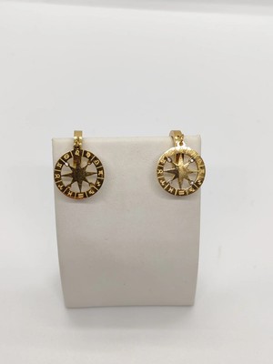 Cadde Dükkanı Yıldızlı Burçlu Gold Renk Sallantılı Çelik Küpe