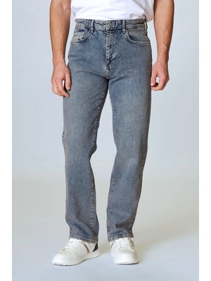 Twister Baggy 789-03 Blue Tint Kar Yıkama Likralı Bol Kesim Erkek Kot Pantolon Gri