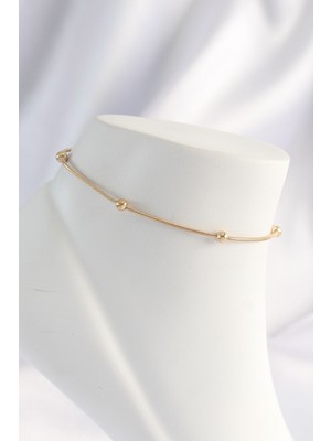 Skygo 316L Çelik Gold Renk Minimal Topçuk Model Halhal - TJ-HH1625