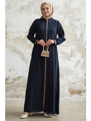 inStyle Kolu Yarım Biyeli Ribanalı Lacivert Ferace