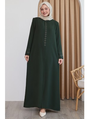 inStyle Papatya Taşlı Haki Ferace