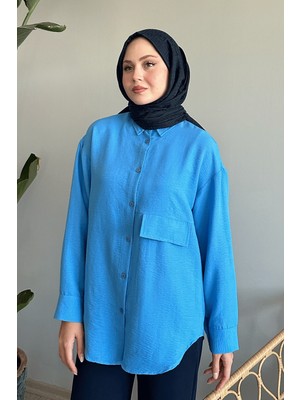 inStyle Tek Cepli Mavi Salaş Gömlek