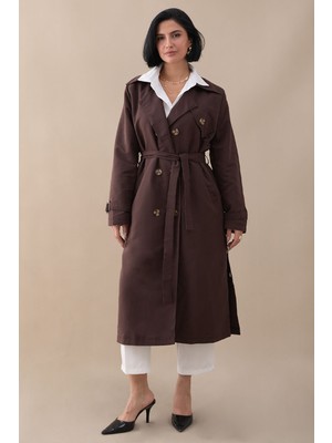 inStyle Çapraz Cep Detaylı Acı Kahve Trençkot