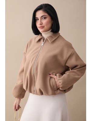 inStyle Kısa Kaşe Bomber Camel Ceket