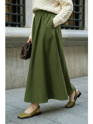 inStyle Cepli Kloş Duble Haki Etek